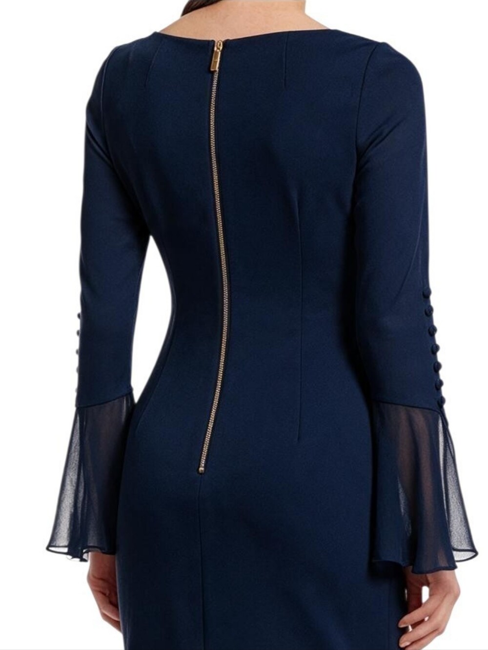 NWT Calvin Klein Navy Bell-Sleeve Sheath Dress Size 4P - Picture 7 of 8